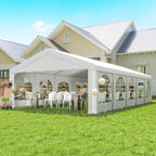 Outsunny 10x5 m Garden Tent with 10 Removable Side Walls, in PE and Galvanized Metal, White