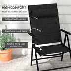 Outsunny set 2 folding chairs with reclining backrest and headrest, aluminum and polyester, 54x67x108 cm, black - Borgè