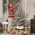 180cm Tall Snow-Covered Christmas Tree with Realistic Branches and Foldable Metal Base