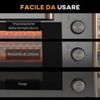 30L Electric Oven with 3 Cooking Functions, Adjustable Temperature and Timer, 1600W, Silver