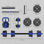 SPORTNOW 6-in-1 Multifunction Gym Weight Set, 20kg Total, Plastic and Sand, 125x18x18 cm, Blue
