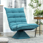HOMCOM Velvet and Steel Swivel Relaxing Chair with 5-Position Adjustable Backrest, 62x70x95 cm, Blue