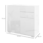 Modern Sideboard with 2 Cabinets and 2 Push-Open Drawers, 79x36x74cm, Gloss White