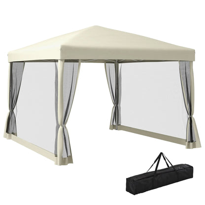 3x3m Garden Gazebo with Mosquito Net, Steel and Oxford Fabric, Khaki