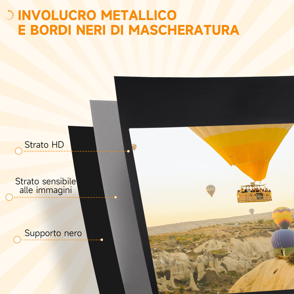 100" Foldable Projector Screen, 16:9 Format, Adjustable Tripod, 235.8 x 8 x 136 cm, Black