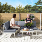 Garden Lounge with 2 Sofas with Cushions, 5-Level Adjustable Backrest and Slatted Coffee Table, Gray