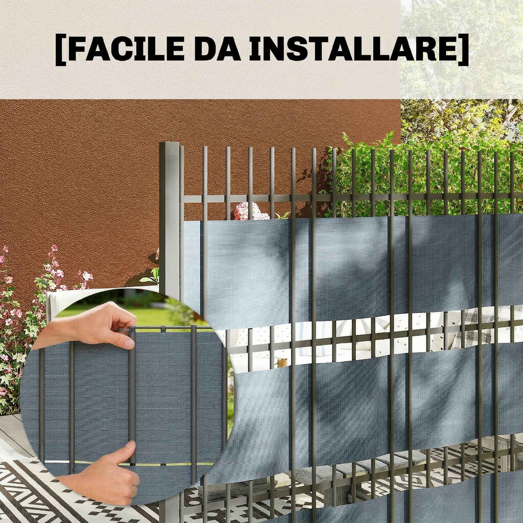 Outsunny 4-Piece Garden Privacy Screen Set, Waterproof, UV Resistant, with Clips, Made of PP, 3500 x 19 cm, Grey