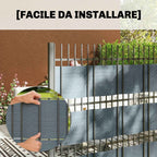 Outsunny 4-Piece Garden Privacy Screen Set, Waterproof, UV Resistant, with Clips, Made of PP, 3500 x 19 cm, Grey