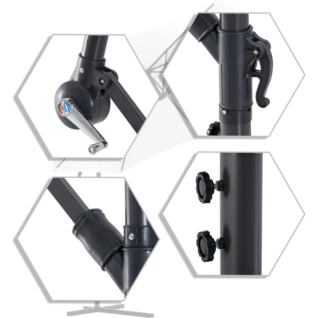 Outdoor Umbrella 3x2.5m with Crank, in Steel and Anti-UV Polyester, Cream - Borge' Group Limited