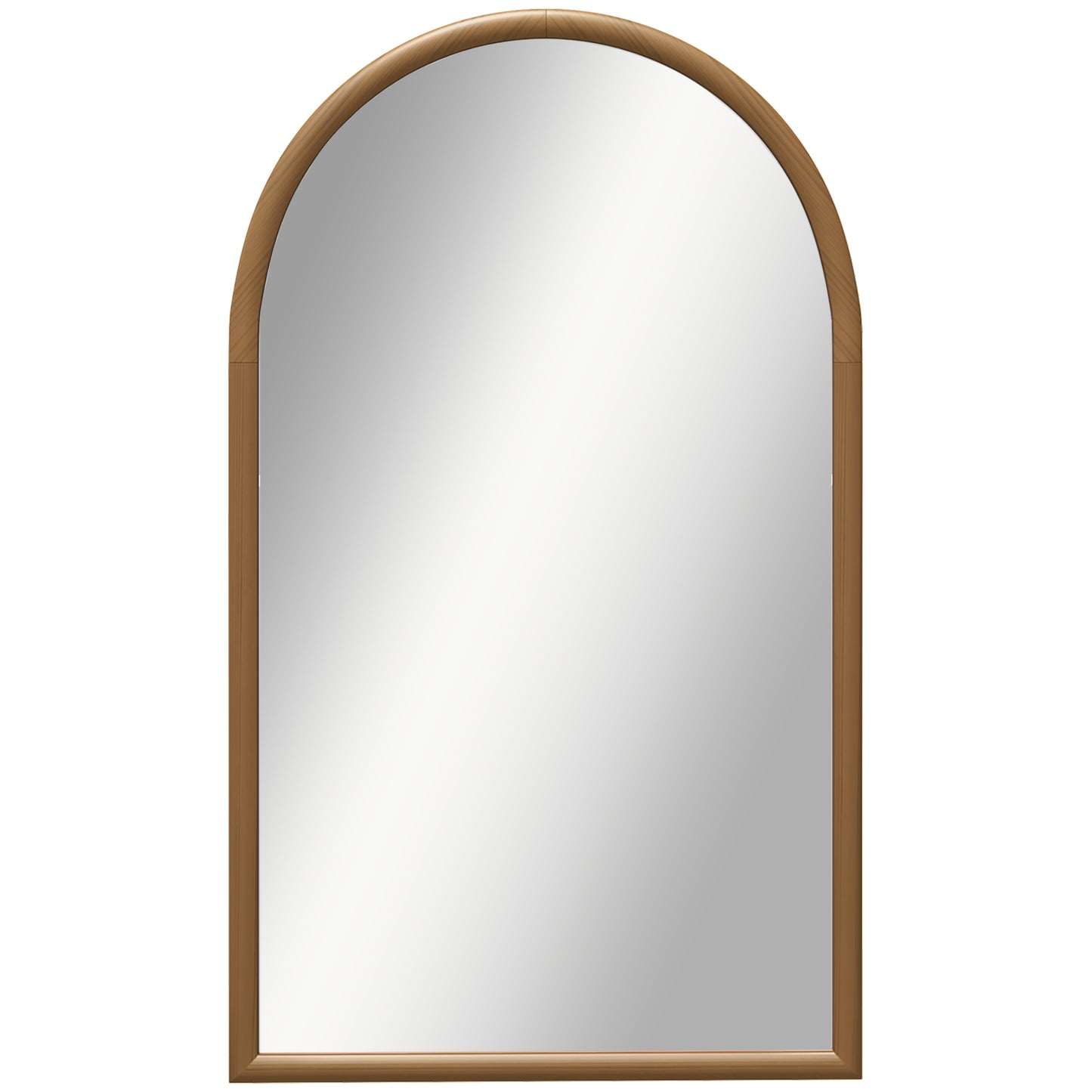 Dark Brown, 110x65cm Arched Wall Mirror with Wooden Frame for Bedroom and Entrance