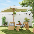 Outsunny 2x3m Rectangular Garden Umbrella with Frill Edge and Crank Handle, Metal and Polyester, Beige