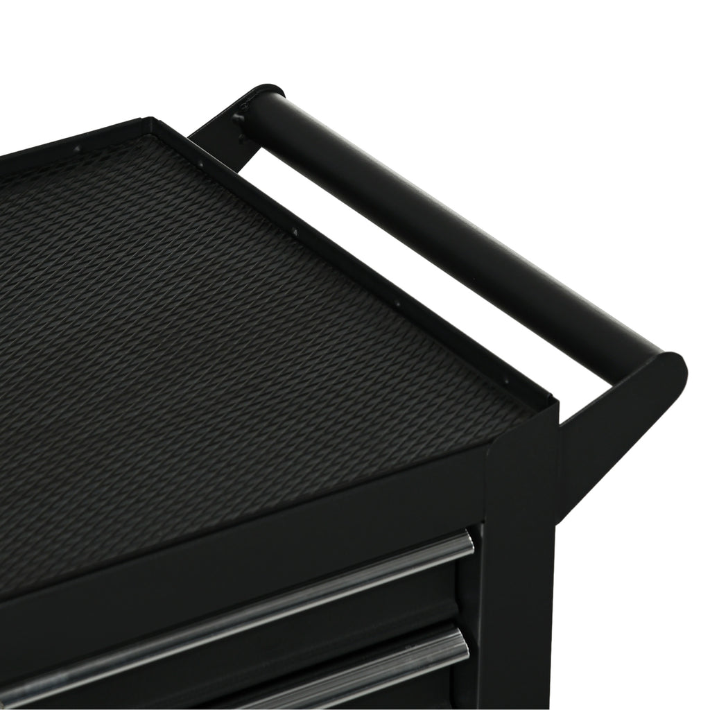 Workshop Trolley with 7 Drawers, Lock with Keys, Wheels and Handle, 69x33x75cm, Black