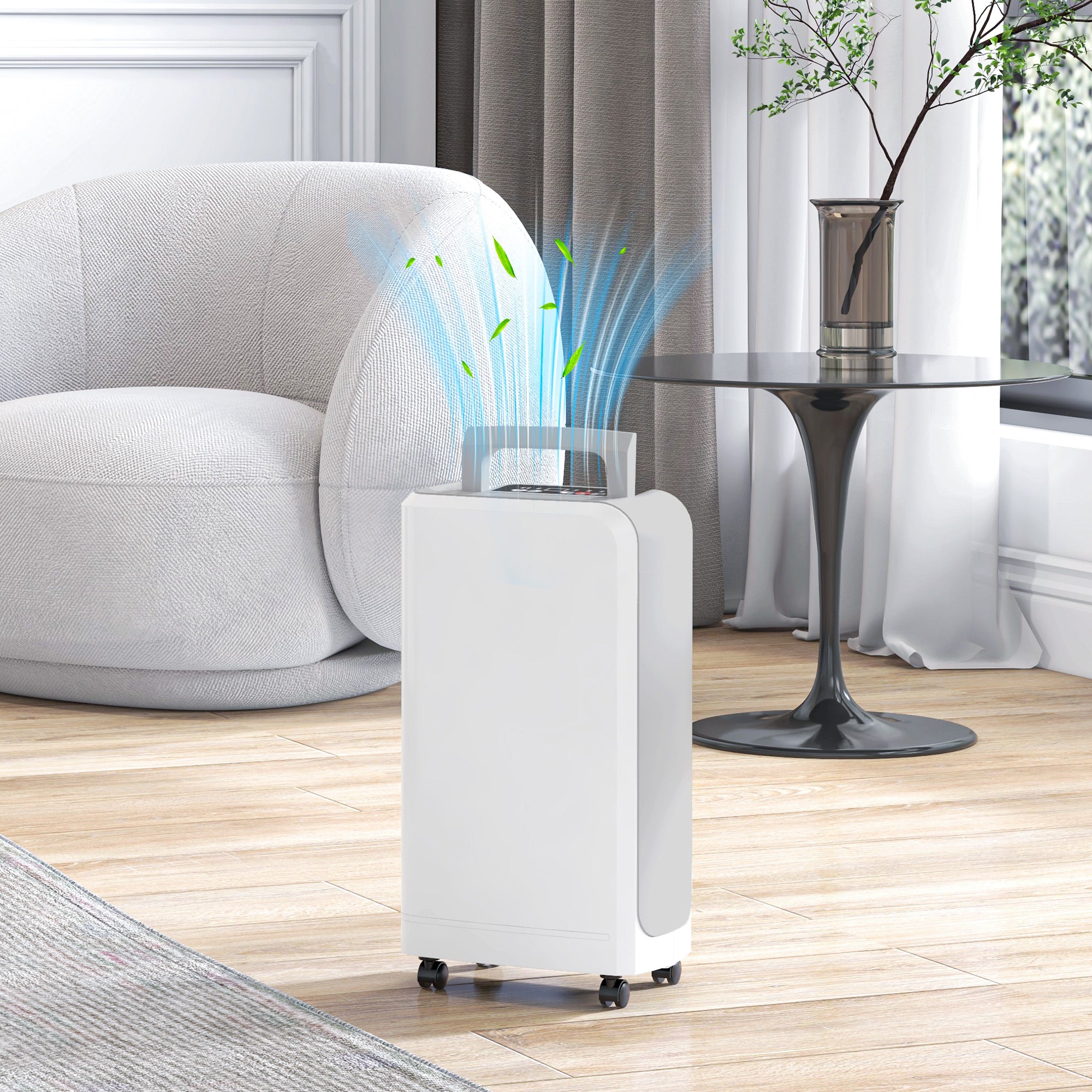 12L Portable Touch Dehumidifier with Drain Hose, Timer and Filter, in ABS, 28x18x50.6 cm, White