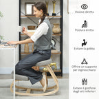 Rocking Kneeling Chair, Fabric and Birch Wood, 50x73x55 cm, Grey