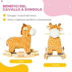 HOMCOM Giraffe Rocking Horse for Children Ages 3-6 with Wheels and Sounds, 63x38x63cm, Yellow