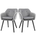 Homcom set of 2 chairs per dining room with padded and velvet armrests, 54x56x74cm, gray - Borgè