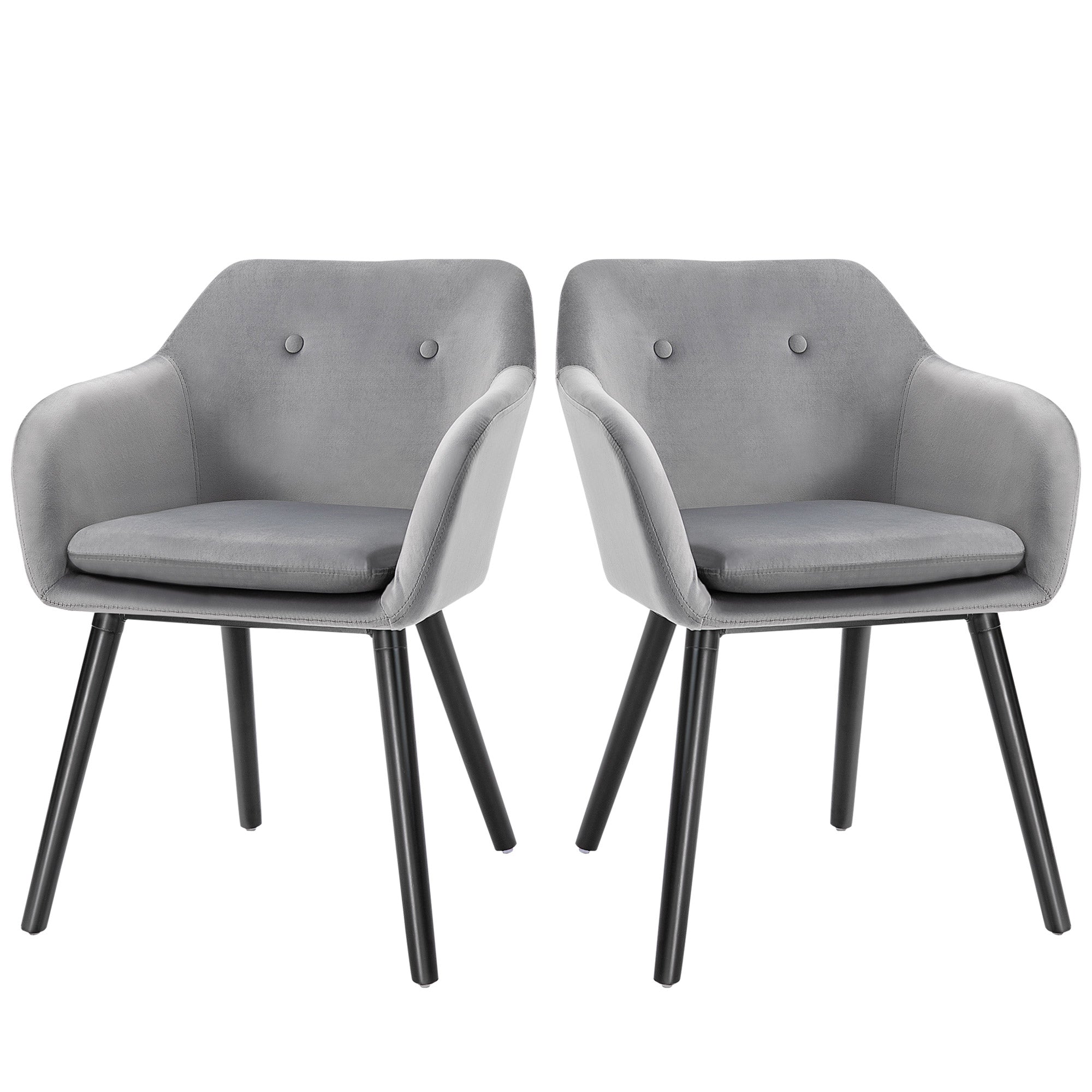 Homcom set of 2 chairs per dining room with padded and velvet armrests, 54x56x74cm, gray - Borgè