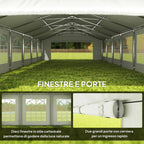 10x6m Garden Gazebo with Removable Walls and Windows, Steel and Polyester - Borge' Group Limited