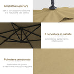 Decentralized Garden Umbrella with Cross Base and Crank Opening, 294x193cm, Brown