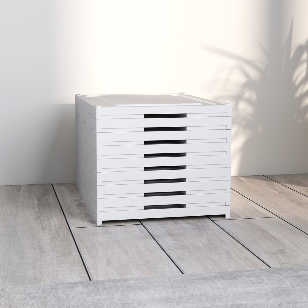 Shoe Rack with 8 Stackable and Foldable Shoe Containers with Transparent Panel, White