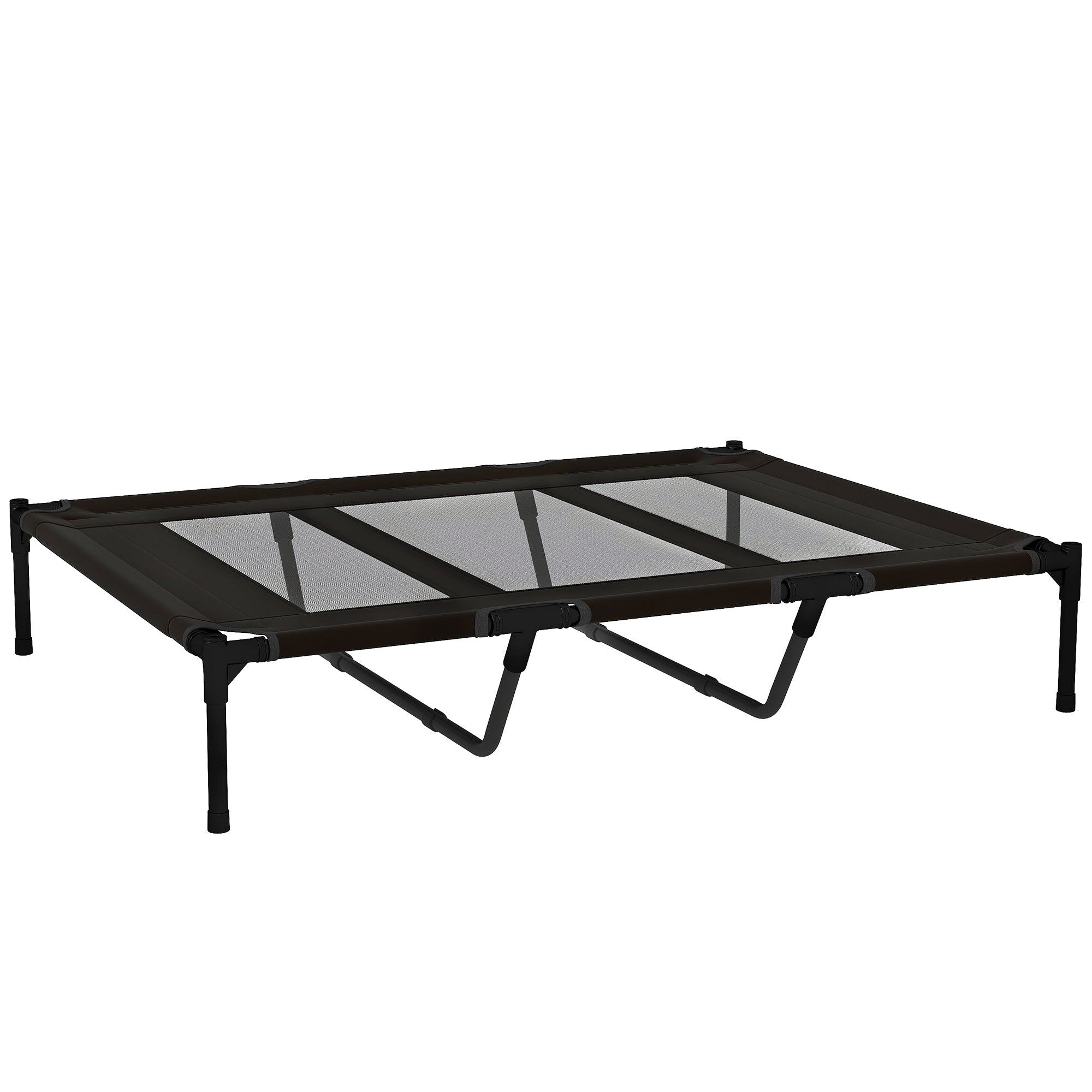 PawHut Raised Dog Bed with Travel Bag, Metal and Oxford Fabric, 122x92x23 cm, Black