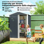 Outsunny Steel Garden Shed with Sliding Door, Grey