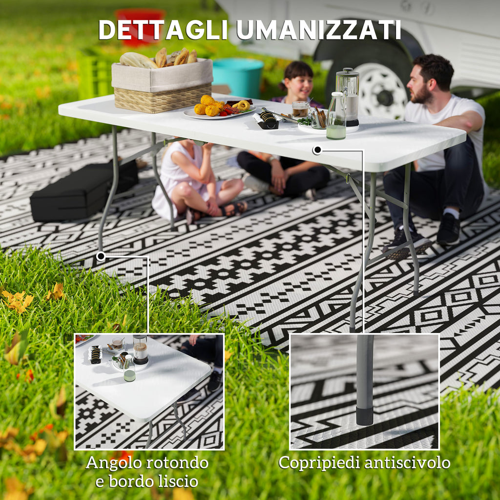 Folding Garden Table with Handle, Steel and Plastic, 180x74x74 cm, White