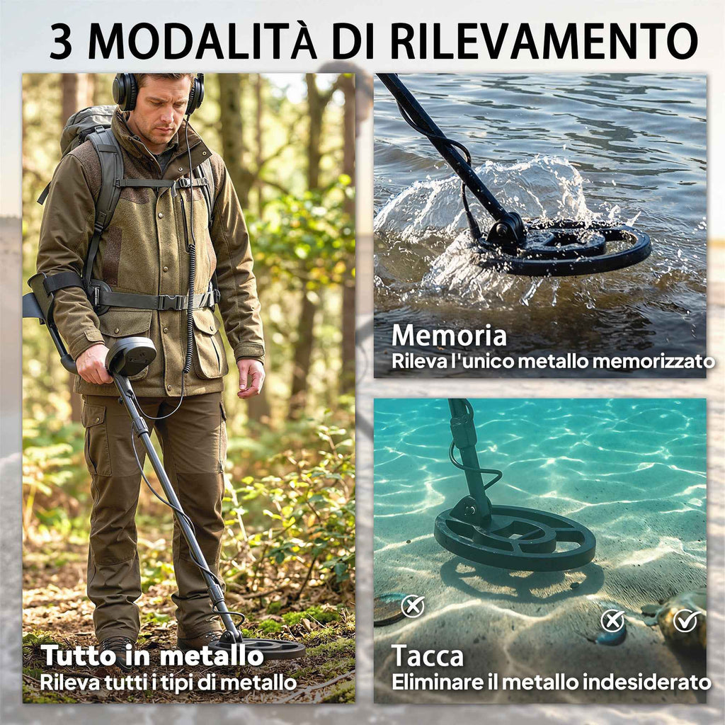 Outsunny Metal Detector 3 Modes Adults, IP68 Waterproof Coil, LCD Display
