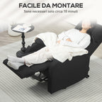 Manual Reclining at 60° with Extra Padded Fabric Chair and Footrest, Black