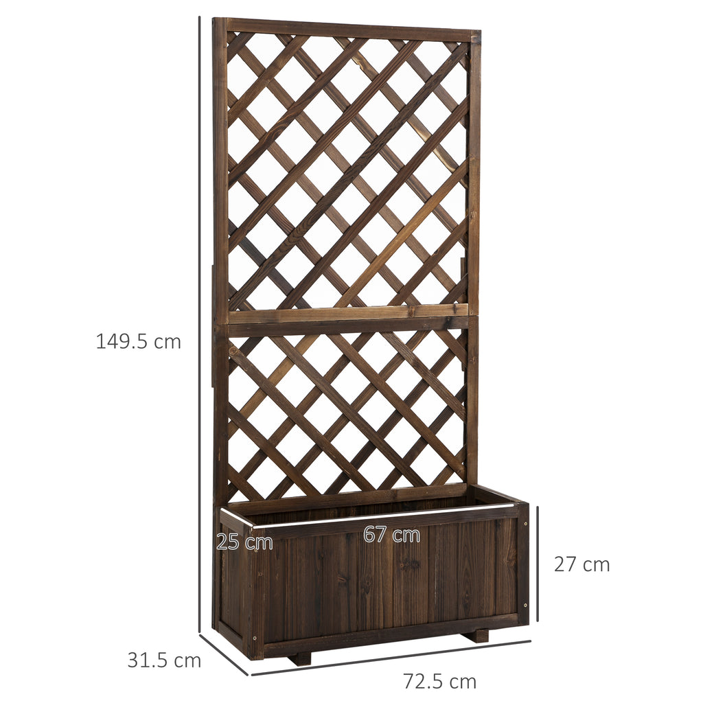 Outsunny Outdoor Fioriera with grilled for climbing and vase, in fir wood, 72.5x31.5x149.5 cm - Borgè