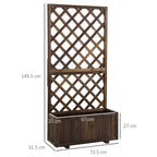 Outsunny Outdoor Fioriera with grilled for climbing and vase, in fir wood, 72.5x31.5x149.5 cm - Borgè