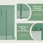 Outsunny PE and Steel Garden Greenhouse with 4 Stakes, 2 Windows and Reinforced Cover, 200x77x148-169cm