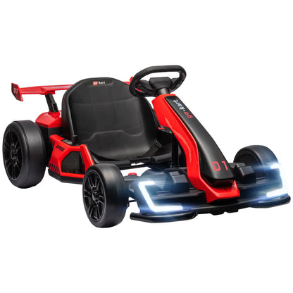 Electric Go Kart for Kids 6-12 Years 24V 12km/h with Adjustable Seat, Red