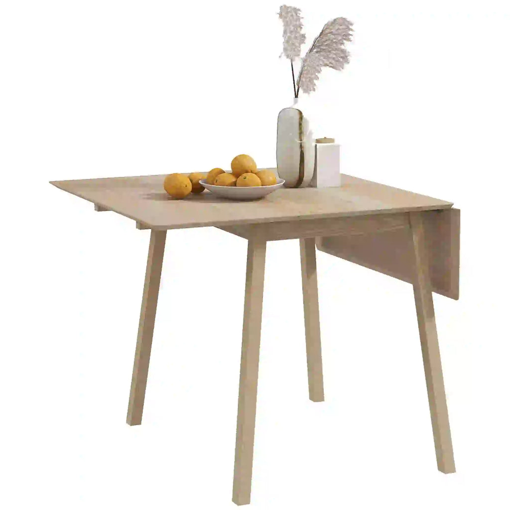 Space-Saving Folding Table with 2 Flaps for 2-4 People in Pine Wood, Natural Wood Color
