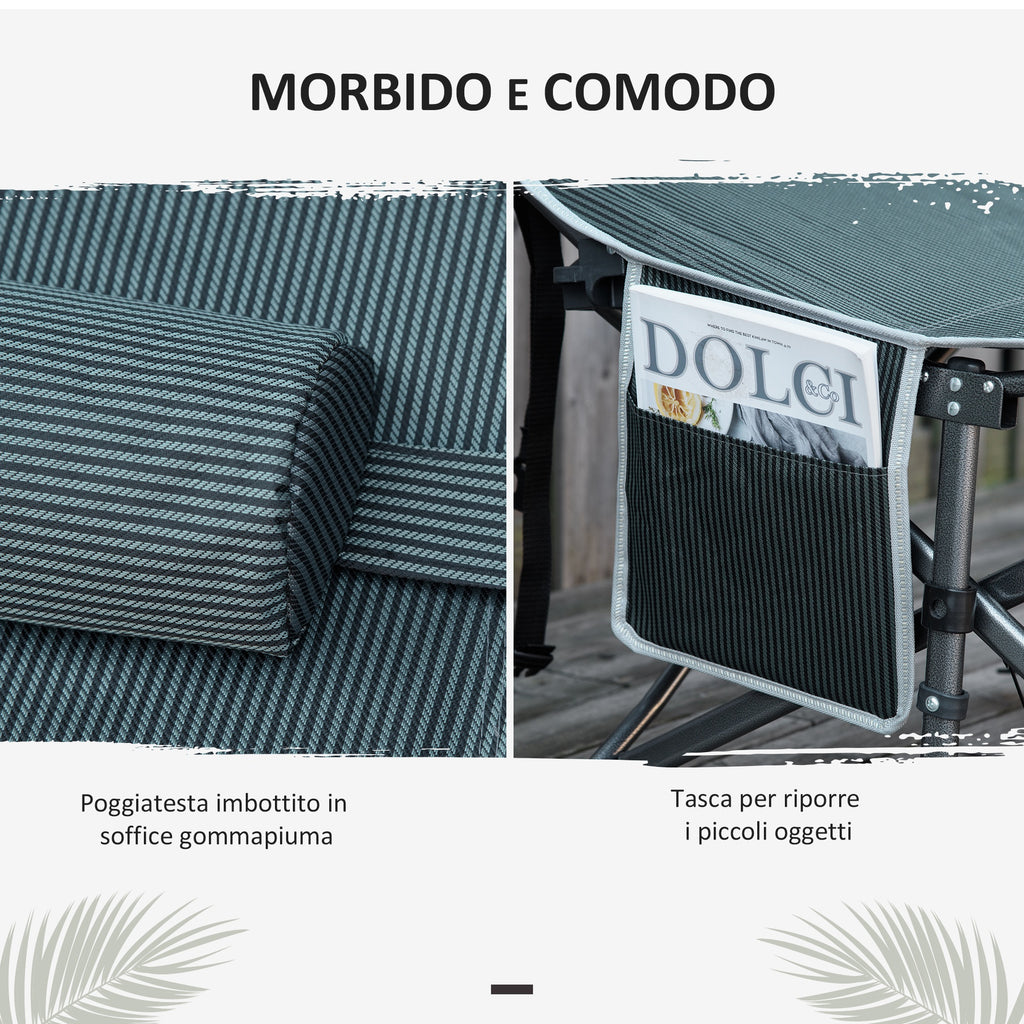 Folding and Padded Camping Cot with Storage Pocket, 188x64.5x53 cm, Gray