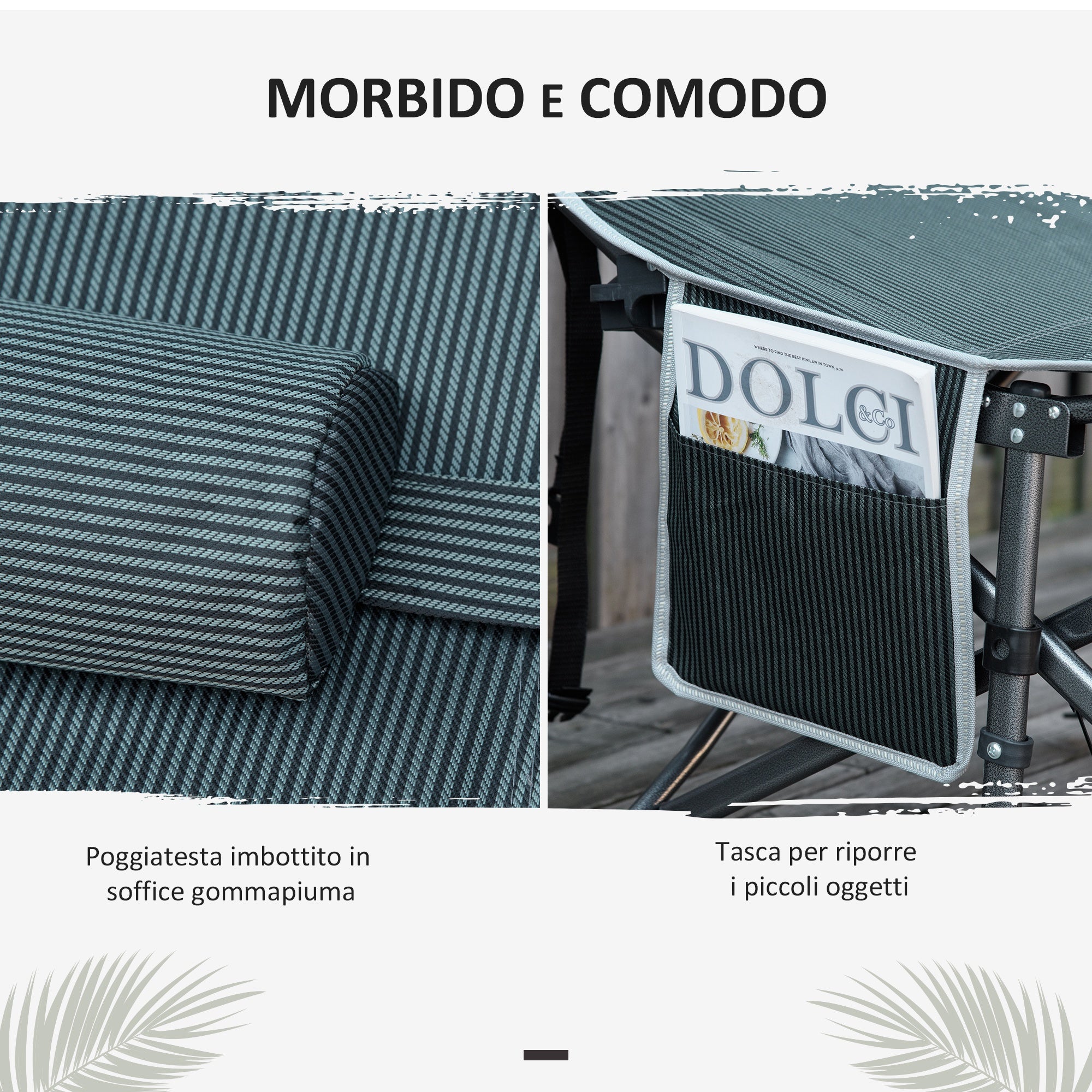 Folding and Padded Camping Cot with Storage Pocket, 188x64.5x53 cm, Gray
