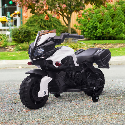 6V Electric Motorcycle for Children 18-48 Months with Headlights and Horn, in PP and Metal, 88.5x42.5x49 cm, White