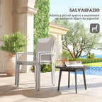 Set of 2 Stackable Garden Chairs with Breathable Seat, in Steel and Textilene, 56x58x89 cm, Light Gray