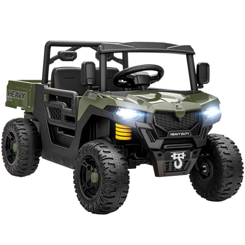 AIYAPLAY 12V Electric Ride-On Toy Car for Kids with Remote Control, Suspension, Trunk, and Music, Ages 3-8, Green