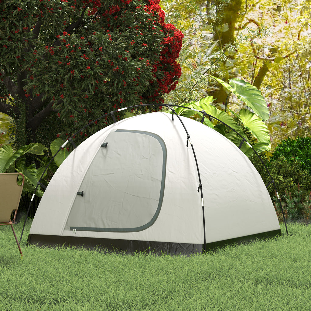 3-Person Camping Tent with Bedroom and Veranda, 3000mm Waterproof and Transport Bag, Light Blue