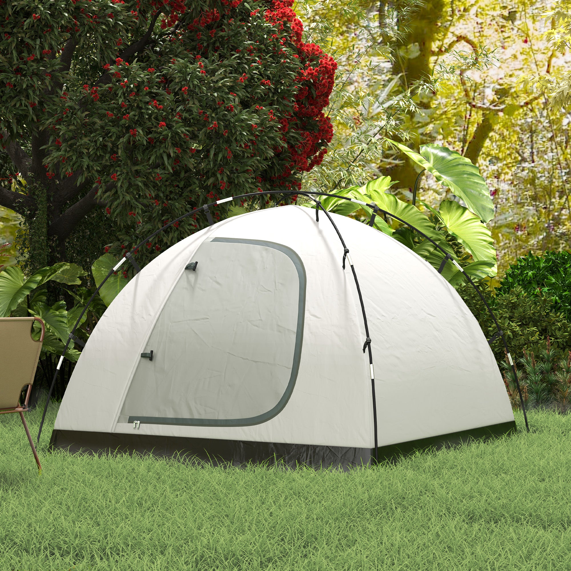 3-Person Camping Tent with Bedroom and Veranda, 3000mm Waterproof and Transport Bag, Light Blue