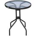 Outsunny Round Table with Tempered Glass Top Black Garden Coffee Table, ?60 x 70cm