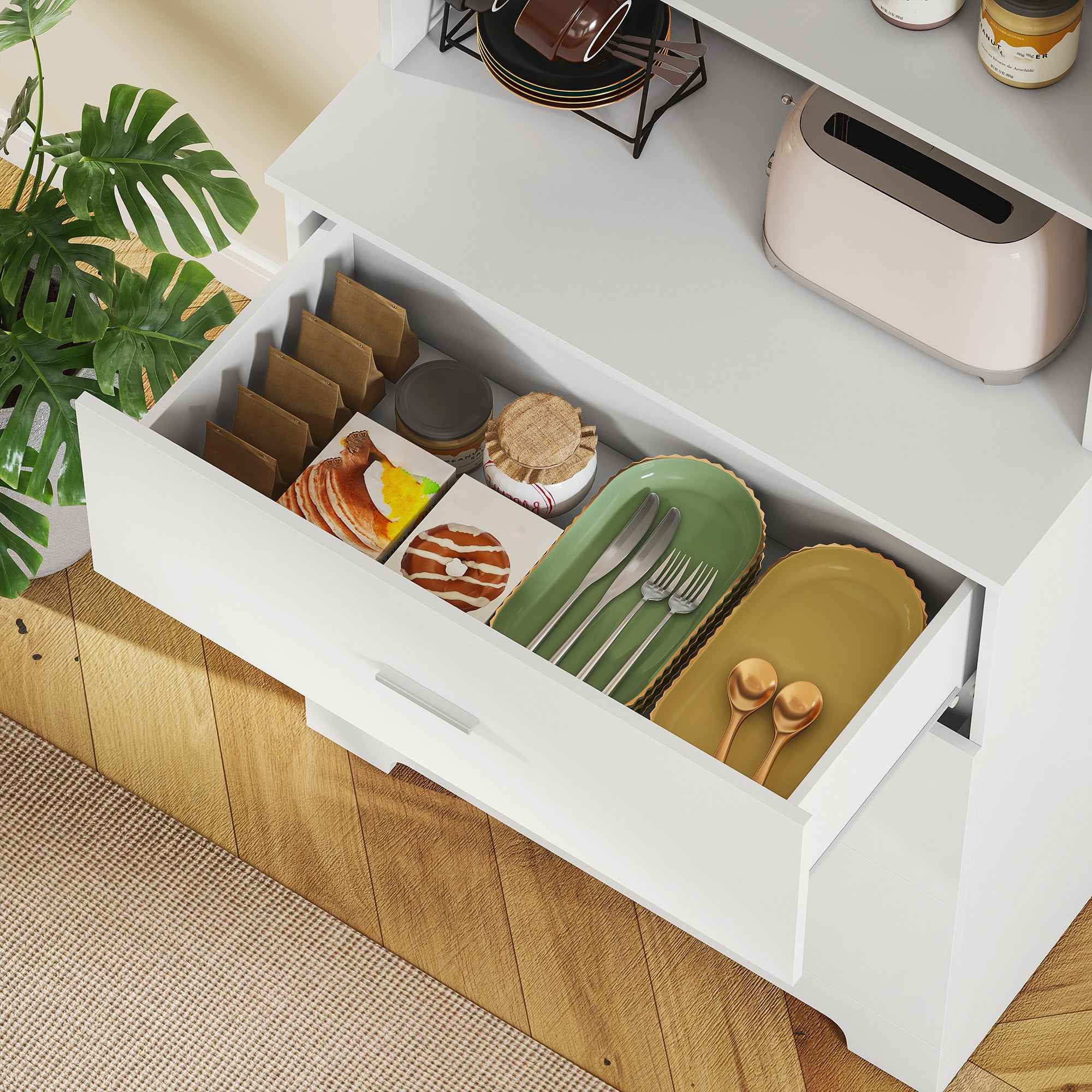 HOMCOM Wall-Mounted Bookcase with 3 Open Shelves and 3 Drawers, Wooden, 79x39.5x182.2 cm, White