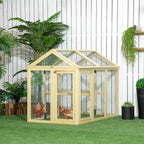 PawHut Outdoor Wooden Chicken Run with Multiple Doors and Metal Mesh, 140x88.5x106 cm, Wood Color