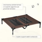 Dog Bed in Metal and Breathable Oxford Fabric, 92x76x18 cm Brown and Black - Borge' Group Limited