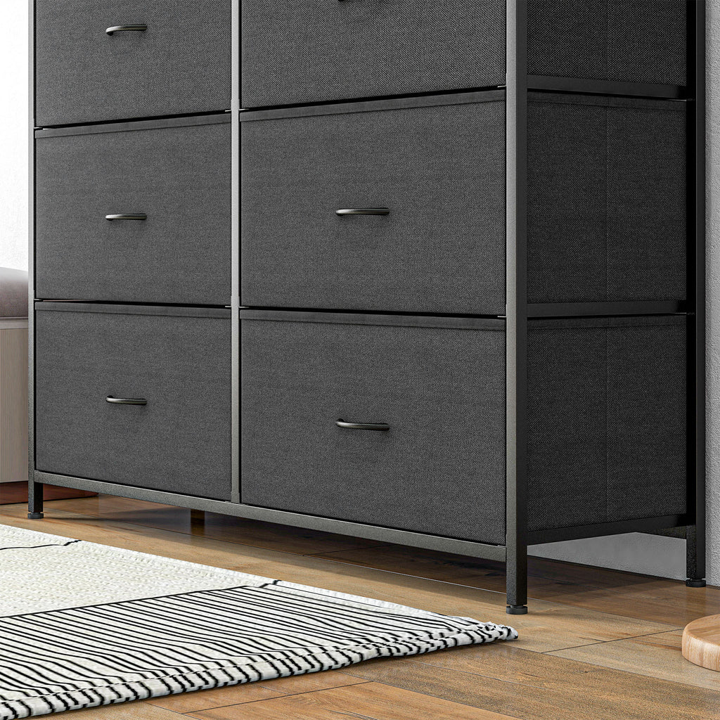 Homcom drawer 10 Modern drawers in non -woven fabric, steel and mdf, 100x30x100 cm, black - Borgè