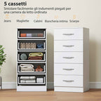 HOMCOM 5-Drawer Chest of Drawers, Modern Style, Chipboard, 40x35x85 cm, White