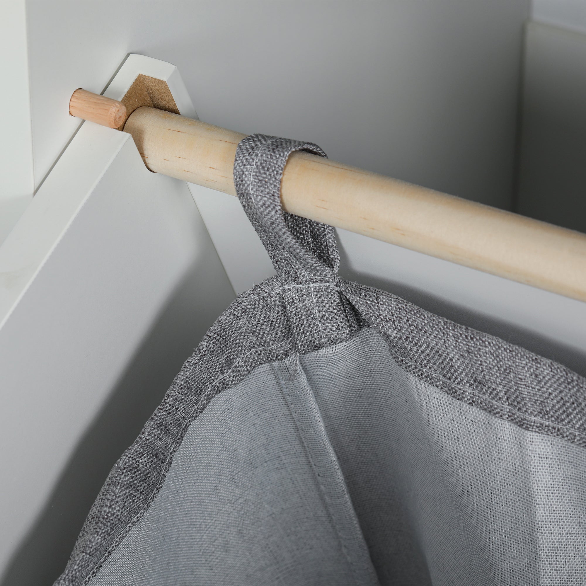 Wooden Bathroom Cabinet with Folding Fabric Laundry Basket and Drawer, White