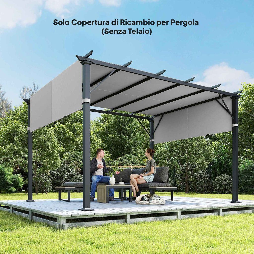 Outsunny Pergola Cover UV30+ Gazebo Canopy, 3x3m, Light Grey