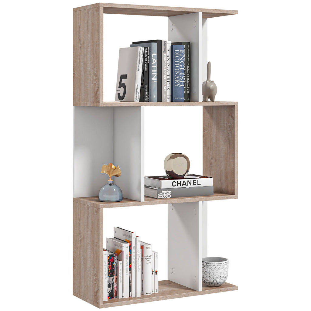 Modern 3-Tier Wooden Office Bookcase, 60 x 24 x 111.4cm